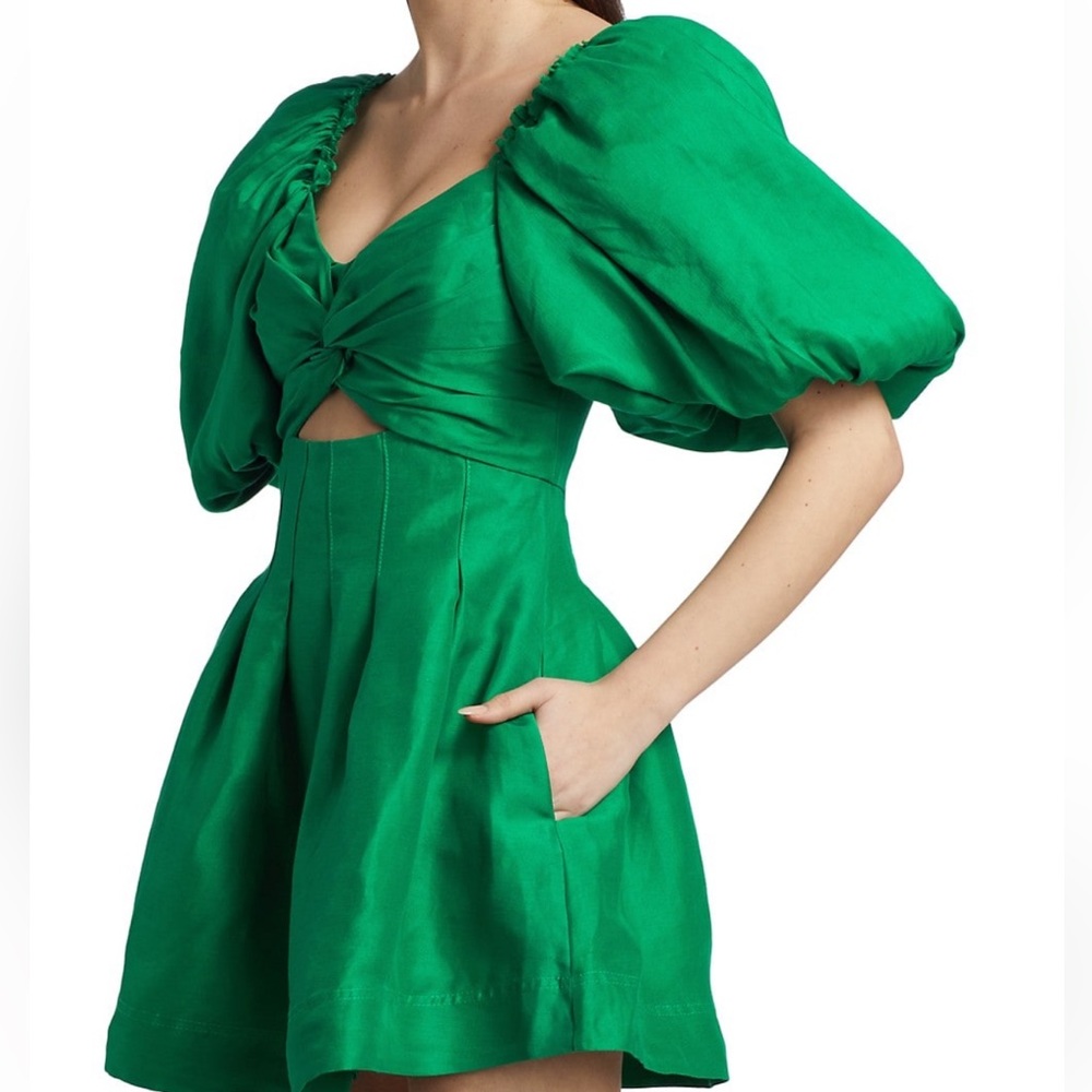 Aje Green Puff Sleeve Mini Dress - Picture 4 of 9